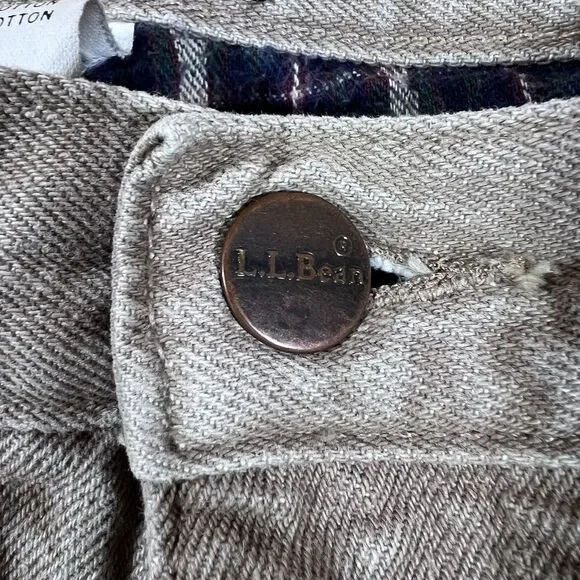 LL Bean Natural Fit Tan Canvas Flannel Lined 100% Cotton Pants Y2K Men's 40x29 - Picture 9 of 16